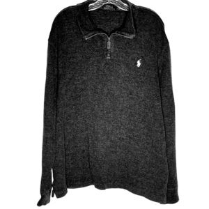 Ralph Lauren Polo dark grey sweater leather zipper pull size XL